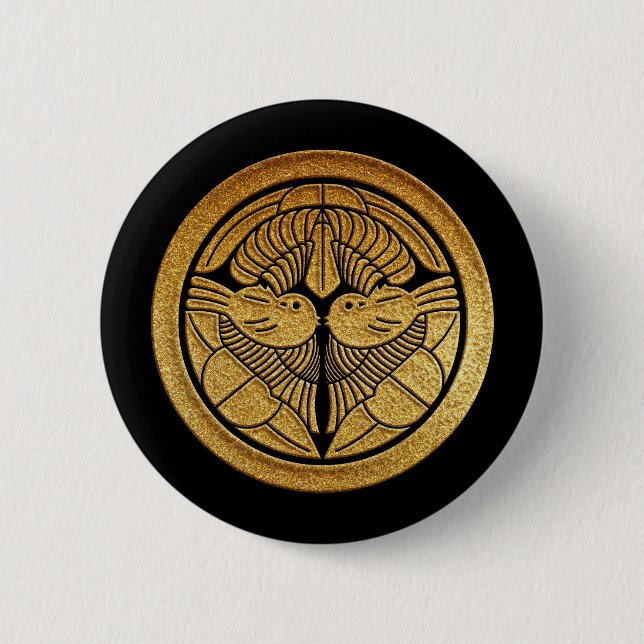 Badge Rond 5 Cm Or Uesugi Sasa Kamon (Devant)