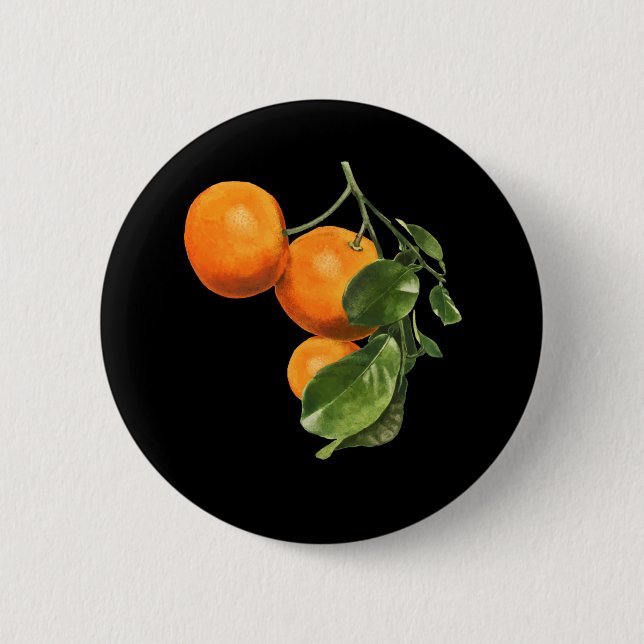 Badge Rond 5 Cm Orange Art Botanique Gardener alimentaire (Devant)