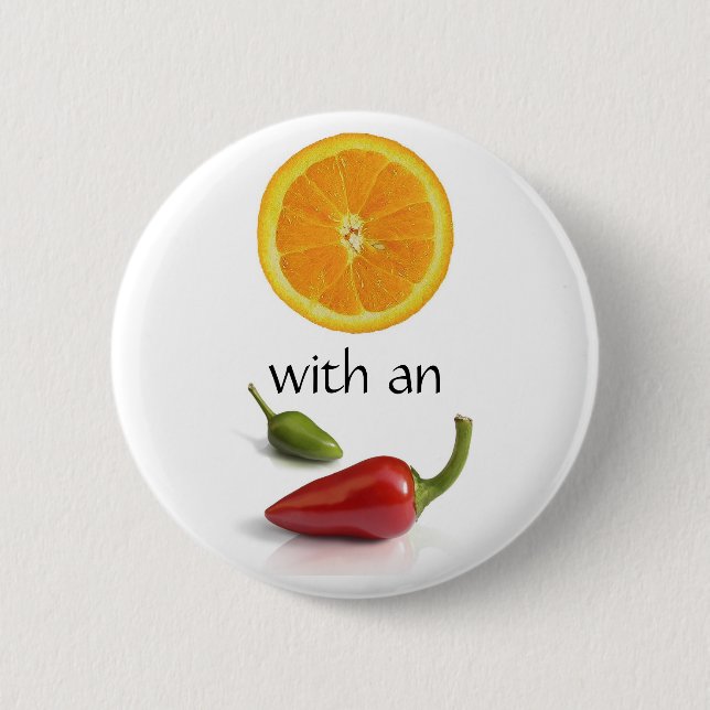 Badge Rond 5 Cm Orange avec une attitude I (Devant)