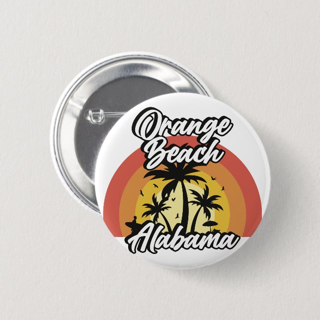 Badge Rond 5 Cm Orange Beach, Alabama (Devant & derrière)