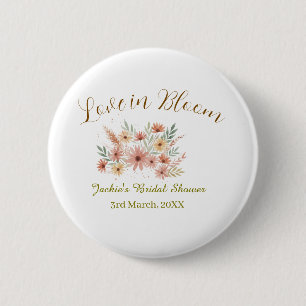 Badge Rond 5 Cm Orange boho amour en fleurs nom de baby shower rét