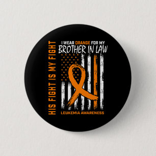 Badge Rond 5 Cm Orange Brother En Droit Leucémie Cancer Sensibilis