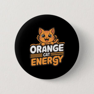 Badge Rond 5 Cm Orange Cat Energy