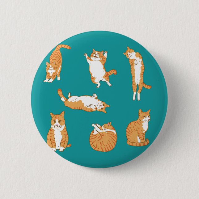 Badge Rond 5 Cm Orange Cats Funny (Devant)