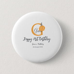 Badge Rond 5 Cm Orange citrouille automne anniversaire 21e chute d