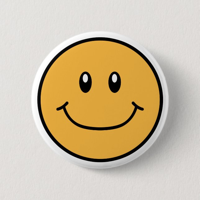 Badge Rond 5 Cm Orange de sourire 0001 de bouton de visage (Devant)