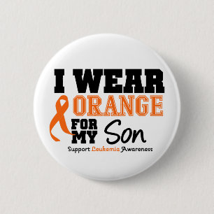 Badge Rond 5 Cm Orange d'usage de la leucémie I pour mon fils