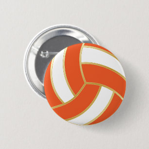 Badge Rond 5 Cm Orange et White Volleyball