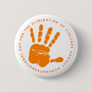 Badge Rond 5 Cm Orange Hand End the Violence