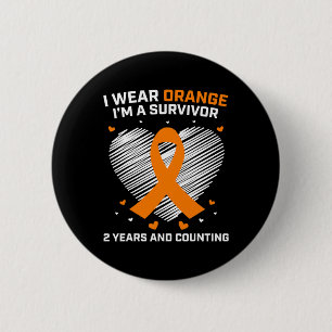 Badge Rond 5 Cm Orange Leukemia Survivante Cadeaux 2 ans Cancer Gr