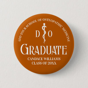 Badge Rond 5 Cm Orange Ostéopathic Médicale School Graduation Part