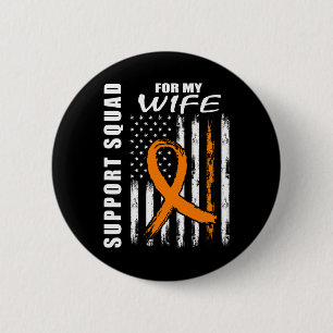 Badge Rond 5 Cm Orange Ribbon Femme Leucémie Sensibilisation États