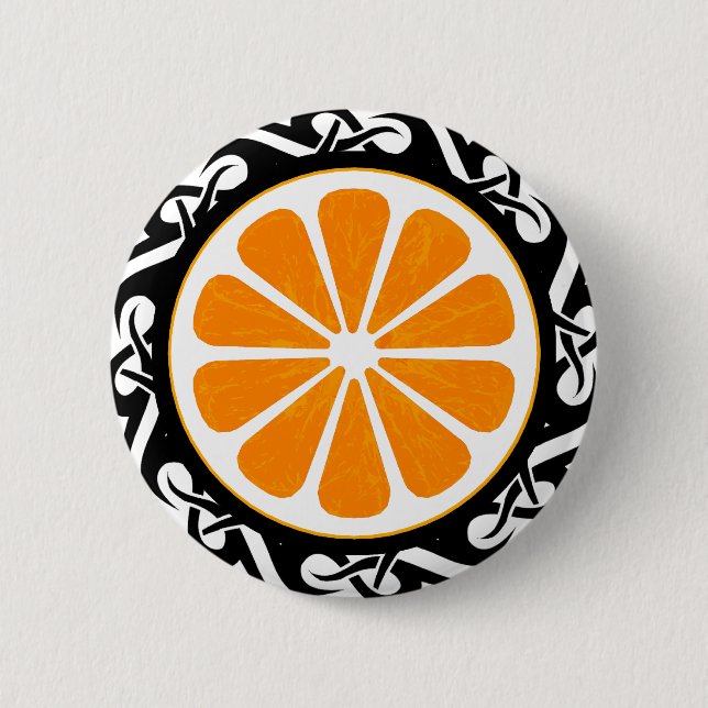 Badge Rond 5 Cm orange. tribal (Devant)