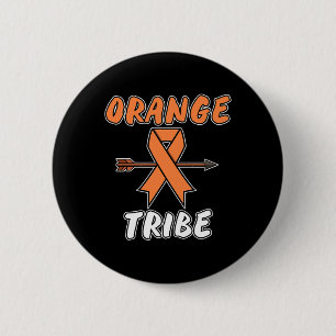 Badge Rond 5 Cm Orange Tribe Leukemia Sensibilisation Ribbon Suppo