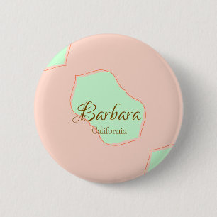 Badge Rond 5 Cm Orange vert pastel bohème ajouter nom lieu rustiqu
