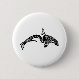 Badge Rond 5 Cm Orca - Main tirée - Noir et blanc