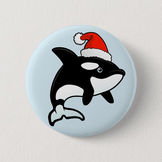 Badge Rond 5 Cm Orca Père Noël (Devant)