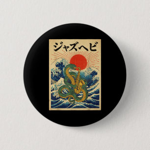 Badge Rond 5 Cm Orchestre de marche de jazz au saxophone serpentin