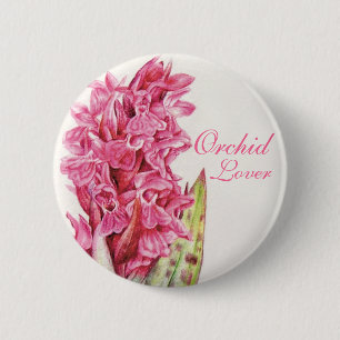 Badge Rond 5 Cm Orchid lover painted art Button