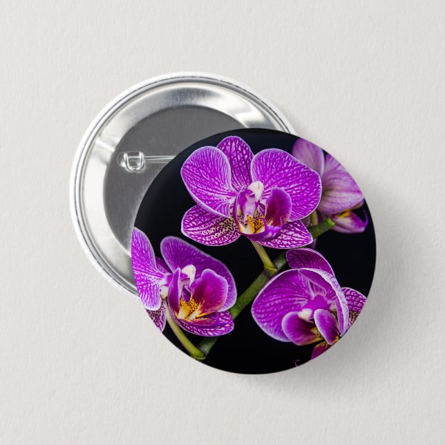 Badge Rond 5 Cm Orchidée violette (Devant & derrière)