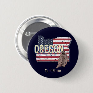 Badge Rond 5 Cm Oregon State États-Unis Retro Map USA Souvenir