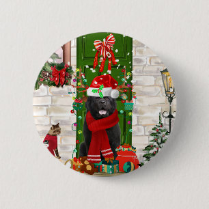 Badge Rond 5 Cm Oreiller de Noël de chien de Terre-Neuve