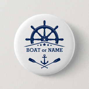 Badge Rond 5 Cm Oreilles de Ancre nautique pour porter votre nom o