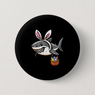 Badge Rond 5 Cm Oreilles de lapin de Pâques panier d'oeufs requin