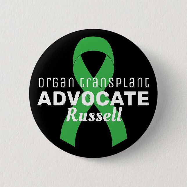 Badge Rond 5 Cm Organ Transplant Advocate Ribbon Black Button (Devant)