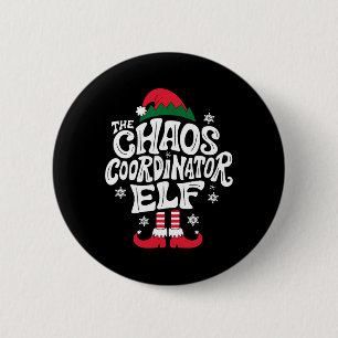Badge Rond 5 Cm Organisateur de chaos de Noël Elfe Cadeau de pyjam