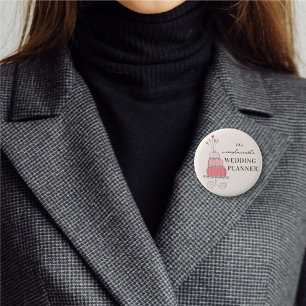 Badge Rond 5 Cm ORGANISATRICE DE MARIAGE Gâteau Rose Pâle Chic et 