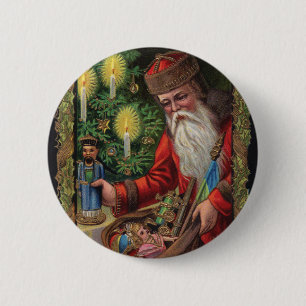 Badge Rond 5 Cm Orient Express Père Noël