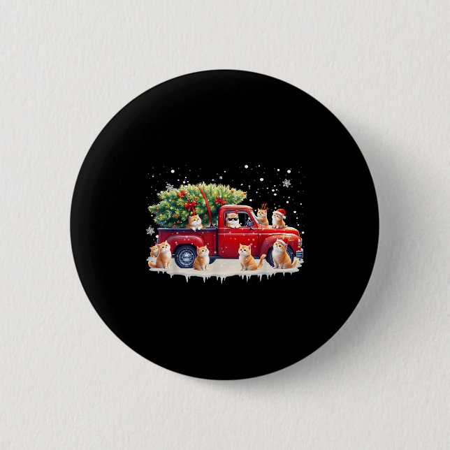 Badge Rond 5 Cm Oriental Cat Red Truck Christmas Tree Santa Ugly X (Devant)