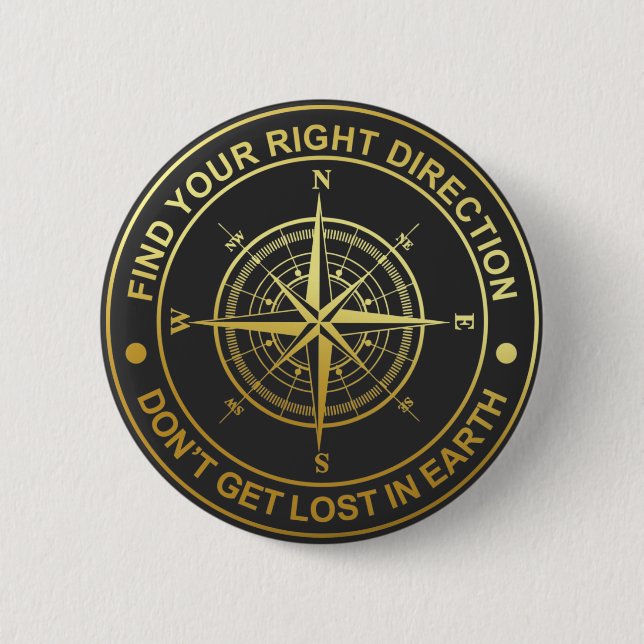 Badge Rond 5 Cm Orientations Gold Compass (Devant)