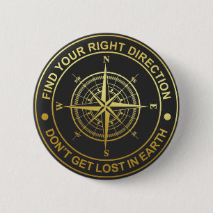 Badge Rond 5 Cm Orientations Gold Compass