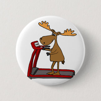 Badge Rond 5 Cm Orignaux drôles s'exerçant sur la bande dessinée