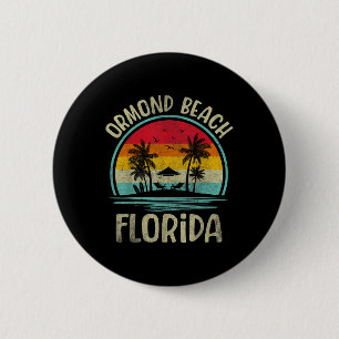 Badge Rond 5 Cm Ormond Beach Floride Palmier Famille Vacances d'ét