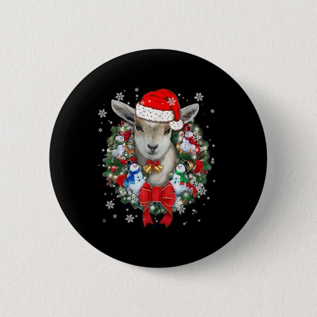 Badge Rond 5 Cm Ornement de Noël de chèvre (Devant)