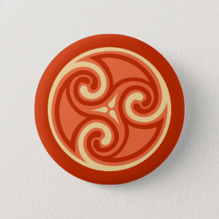 Badge Rond 5 Cm Ornement de Triskele celtique, Orange de Mandarin