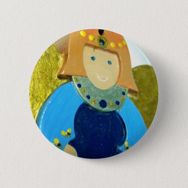 Badge Rond 5 Cm Ornement II d'ange bleu (Devant)