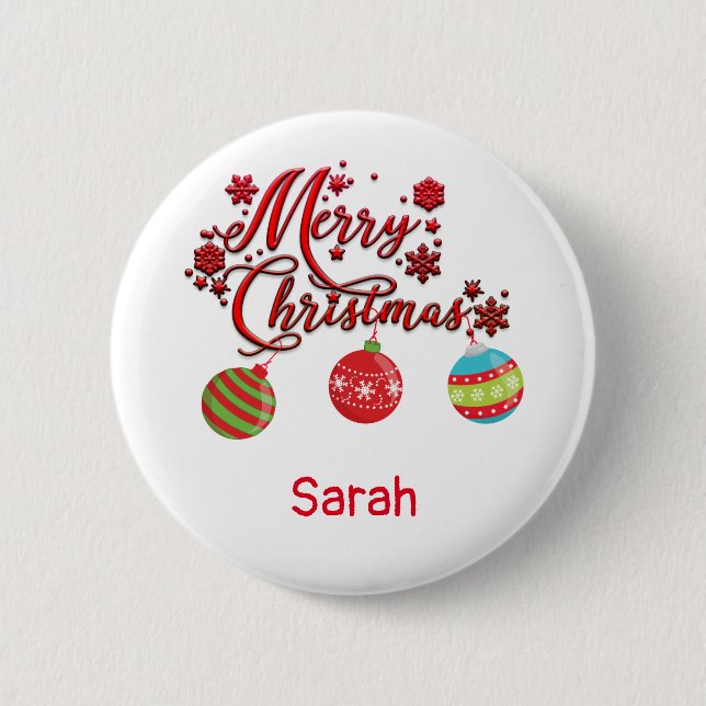 Badge Rond 5 Cm Ornements accrochants de Joyeux Noël (Devant)
