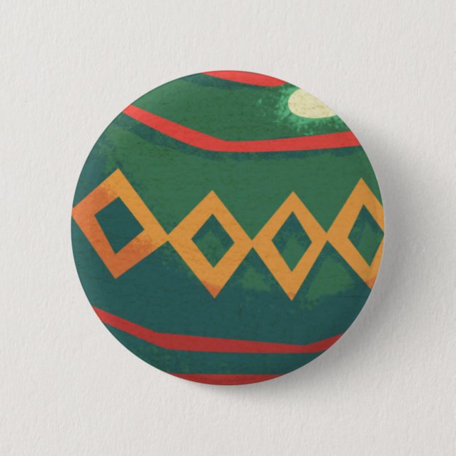 Badge Rond 5 Cm Ornements de Noël rétro rouge et vert (Devant)