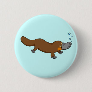 Badge Rond 5 Cm Ornithorynque canard-affiché par natation mignonn