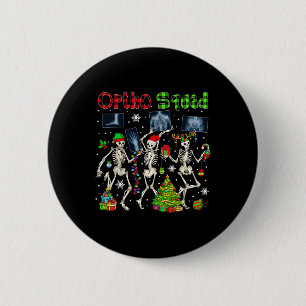 Badge Rond 5 Cm Ortho Squad Xmas Trois Père Noël Reindeer Elf X-ra
