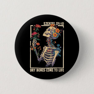 Badge Rond 5 Cm Os de squelette secs reviennent à la vie Fleur d'É