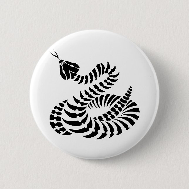 Badge Rond 5 Cm Os enroulés de serpent à sonnettes (Devant)