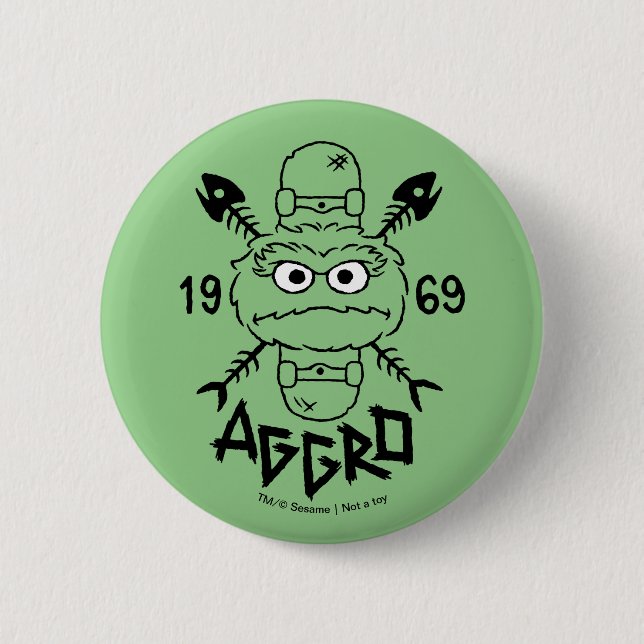 Badge Rond 5 Cm Oscar the Grouch Skate Logo - Aggro 1969 (Devant)