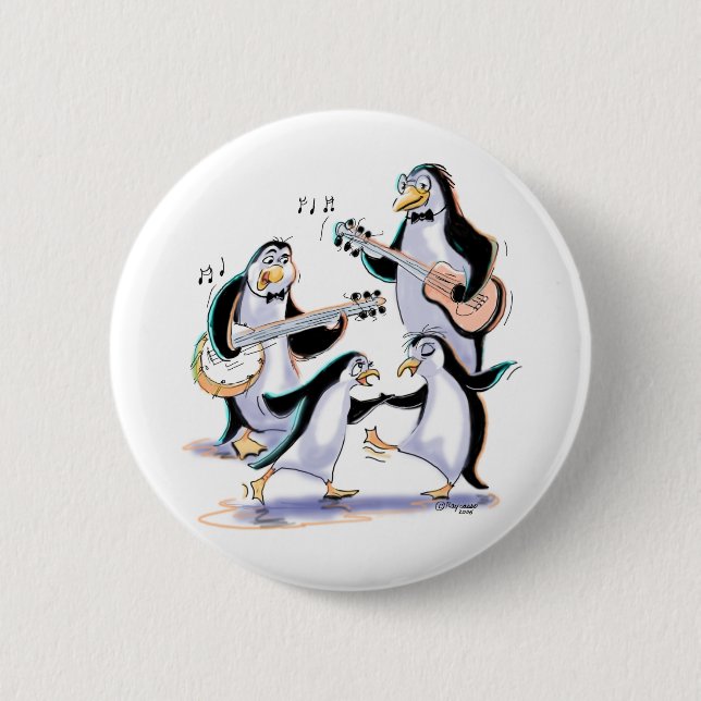 Badge Rond 5 Cm Oscillation de pingouins (Devant)