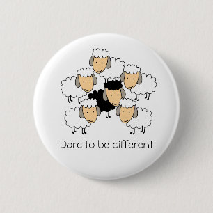 Badge Rond 5 Cm Osez être différent Mouton noir