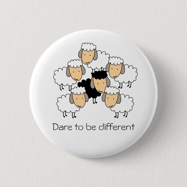 Badge Rond 5 Cm Osez être différent Mouton noir (Devant)